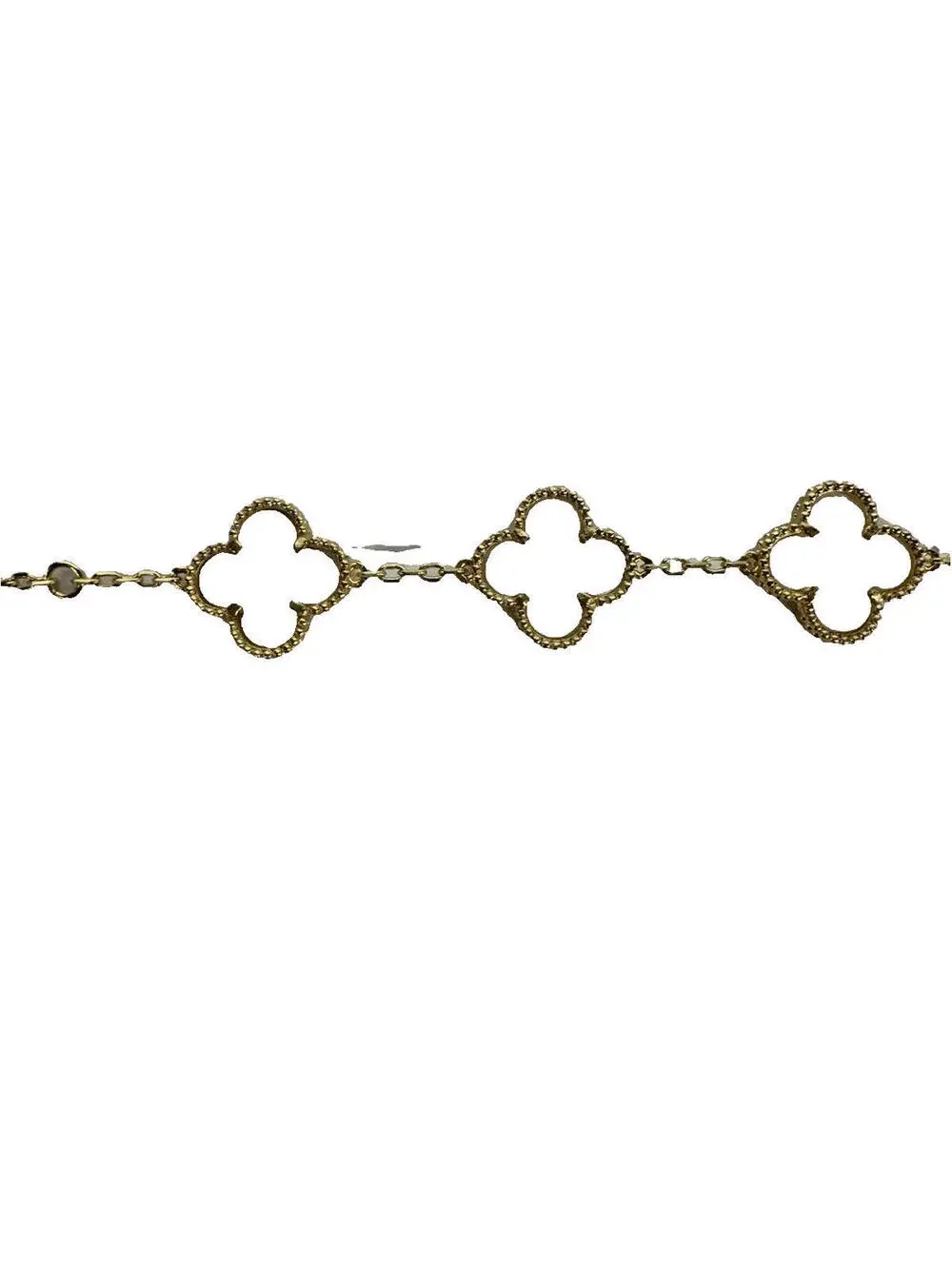 (RB) Clover Four Leaf Gold Tone Mother of Pearl Bracelet Designer Inspired